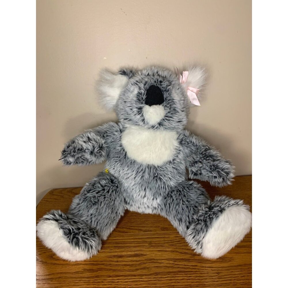 Build A Bear Gray And White Koala Bear with White Bows Stuffed Plush Animal 14”